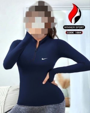 تیشرت نیم زیپ ورزشی زنانه نایکی کد 0011