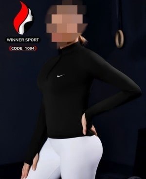 تیشرت نیم زیپ ورزشی زنانه نایکی کد 0011