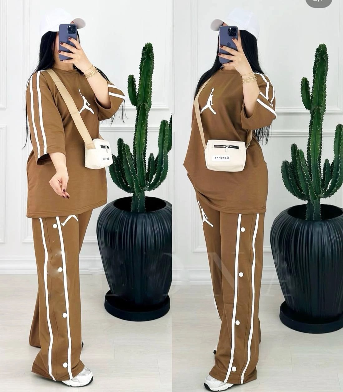 ست تیشرت و شلوار دورس نخ پنبه جردن سایز فری رنگ مشکی