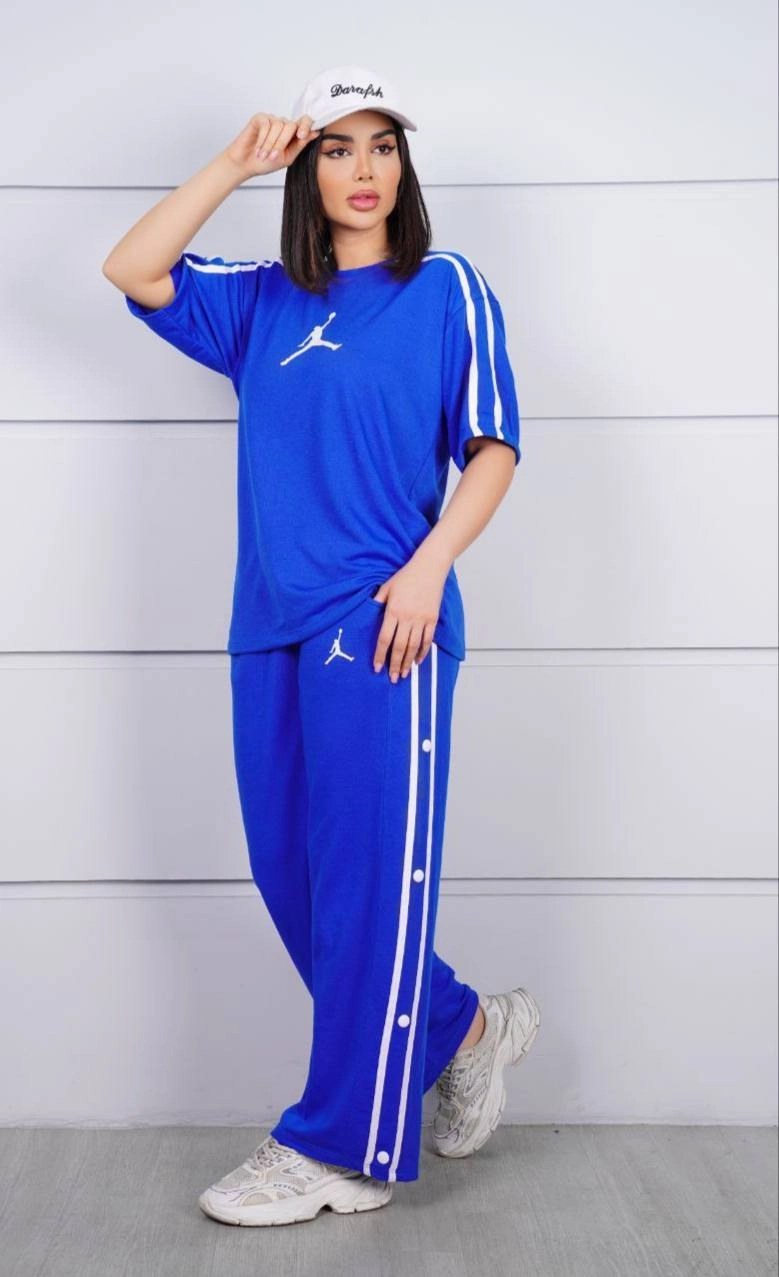 ست تیشرت و شلوار دورس نخ پنبه جردن سایز فری رنگ مشکی