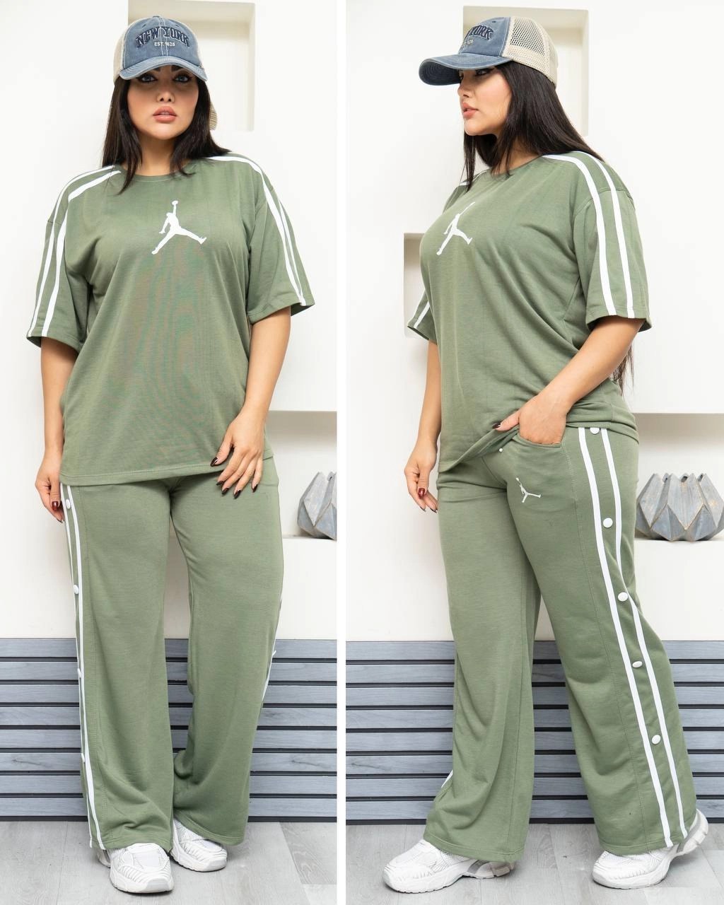 ست تیشرت و شلوار دورس نخ پنبه جردن سایز فری رنگ مشکی