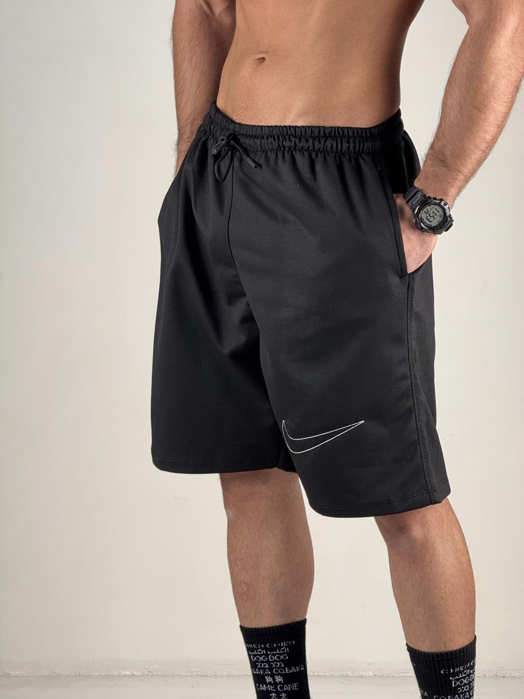 شلوارک ورزشی نایکی مشکی بلند