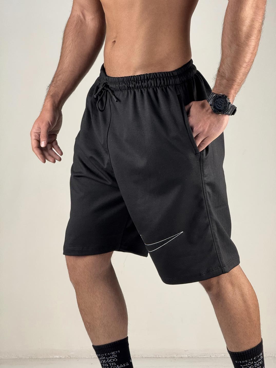 شلوارک ورزشی نایکی مشکی بلند