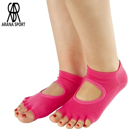 جوراب بدنسازی جلو باز پیلاتس گلدن استار استپ‌دار مناسب یوگا و ورزش‌های هوازی