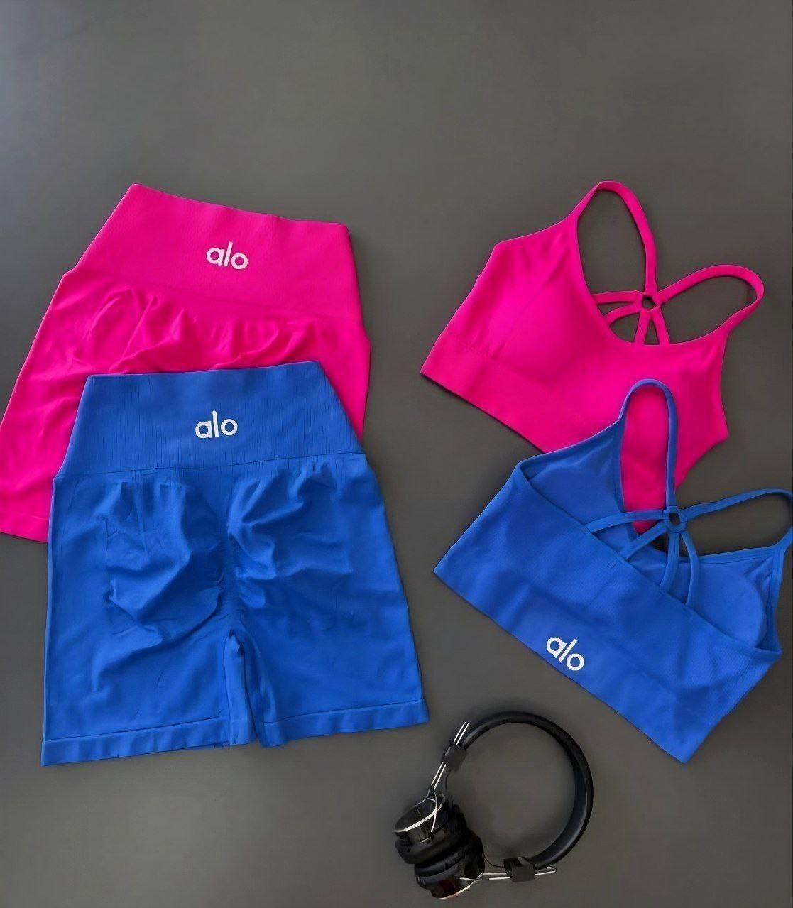 ست نیم‌تنه و شورتک ورزشی زنانه و دخترانه ALO | فری سایز 36 تا 42 | کاپ متحرک کد ۱۹۳