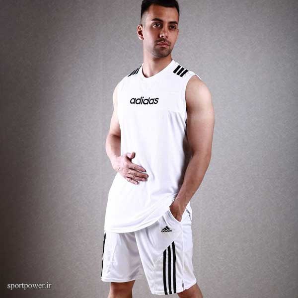 ست لباس ورزشی مردانه آدیداس حلقه‌ای شلوارک صورتی L-XL