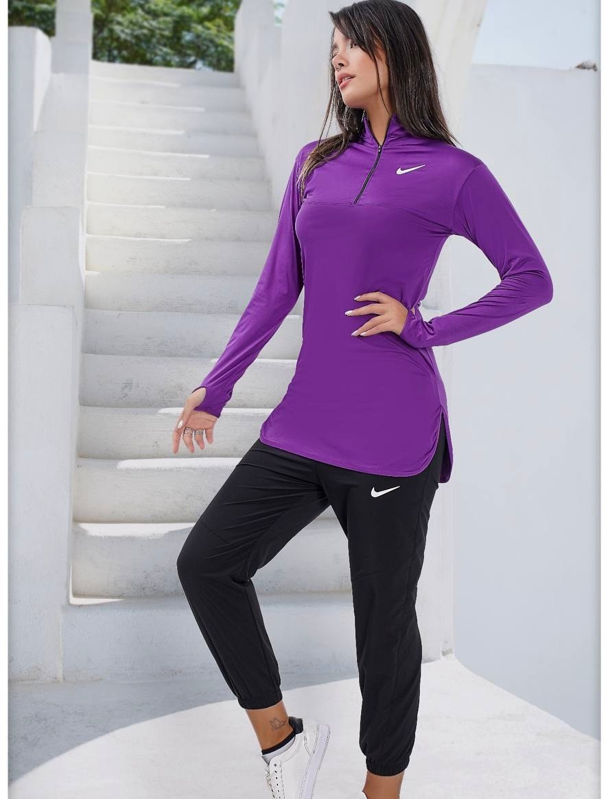 تونیک ورزشی زنانه نایک مدل نیم زیپ