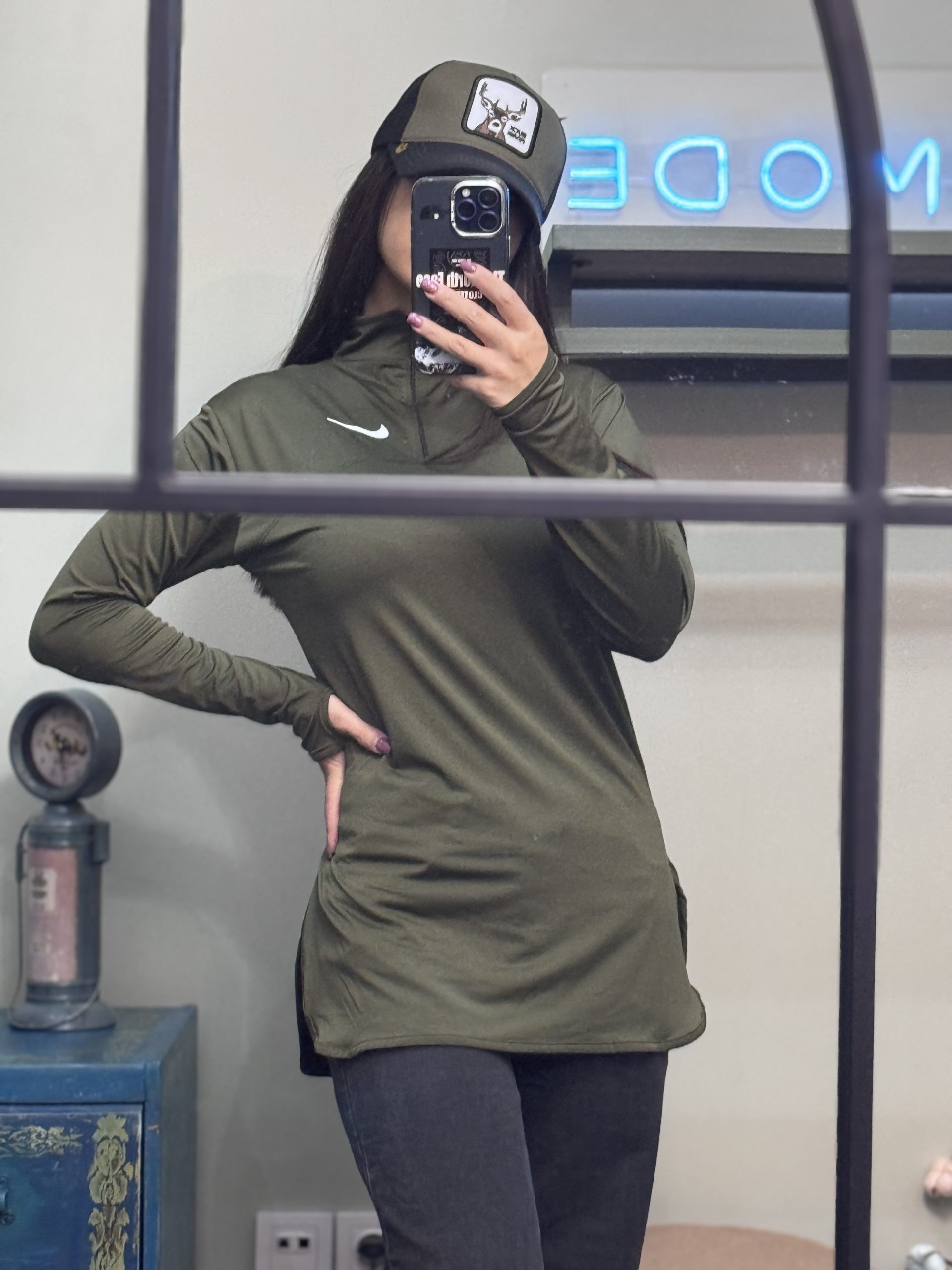 تونیک ورزشی زنانه نایک مدل نیم زیپ