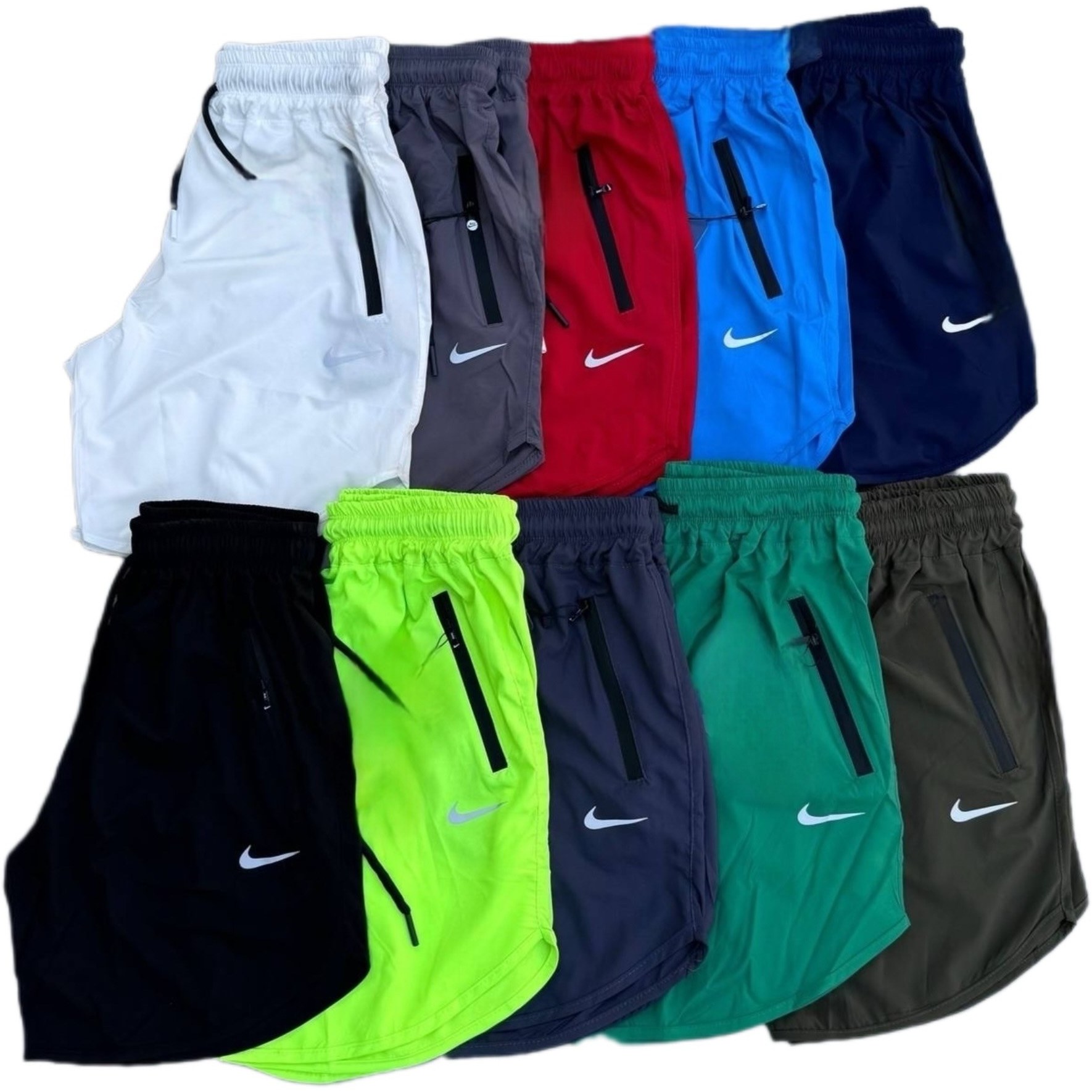 شلوارک ورزشی نایکی سایز ۳XL تا L رنگ طوسی و مشکی و سرمه‌ای