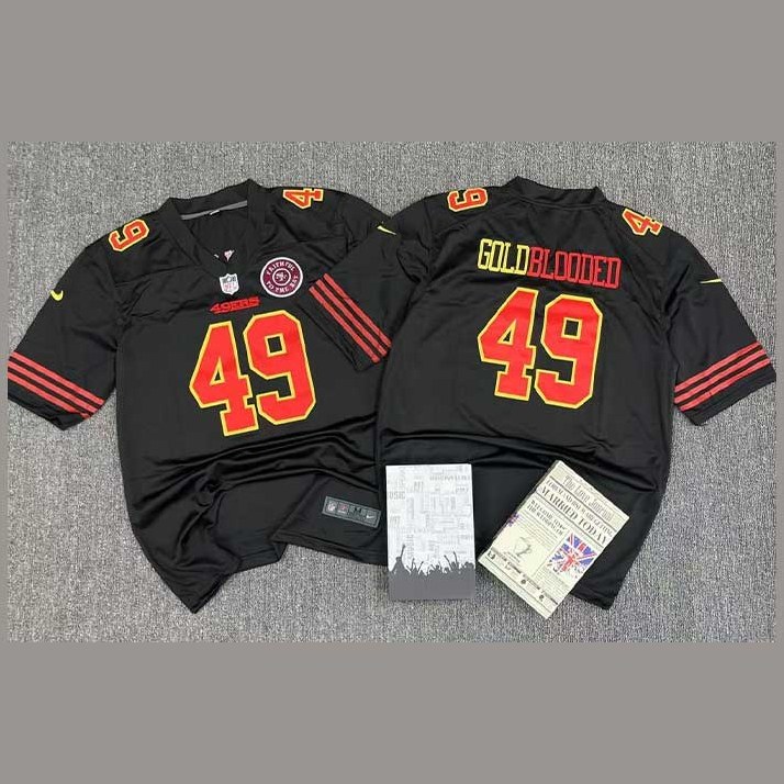 لباس راگبی San Francisco 49ers شماره ۴۹ طرح Gold Blooded رنگ مشکی