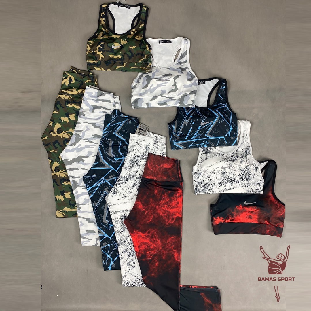 ست ورزشی زنانه نیم تنه لگ طرح دار کد 3531