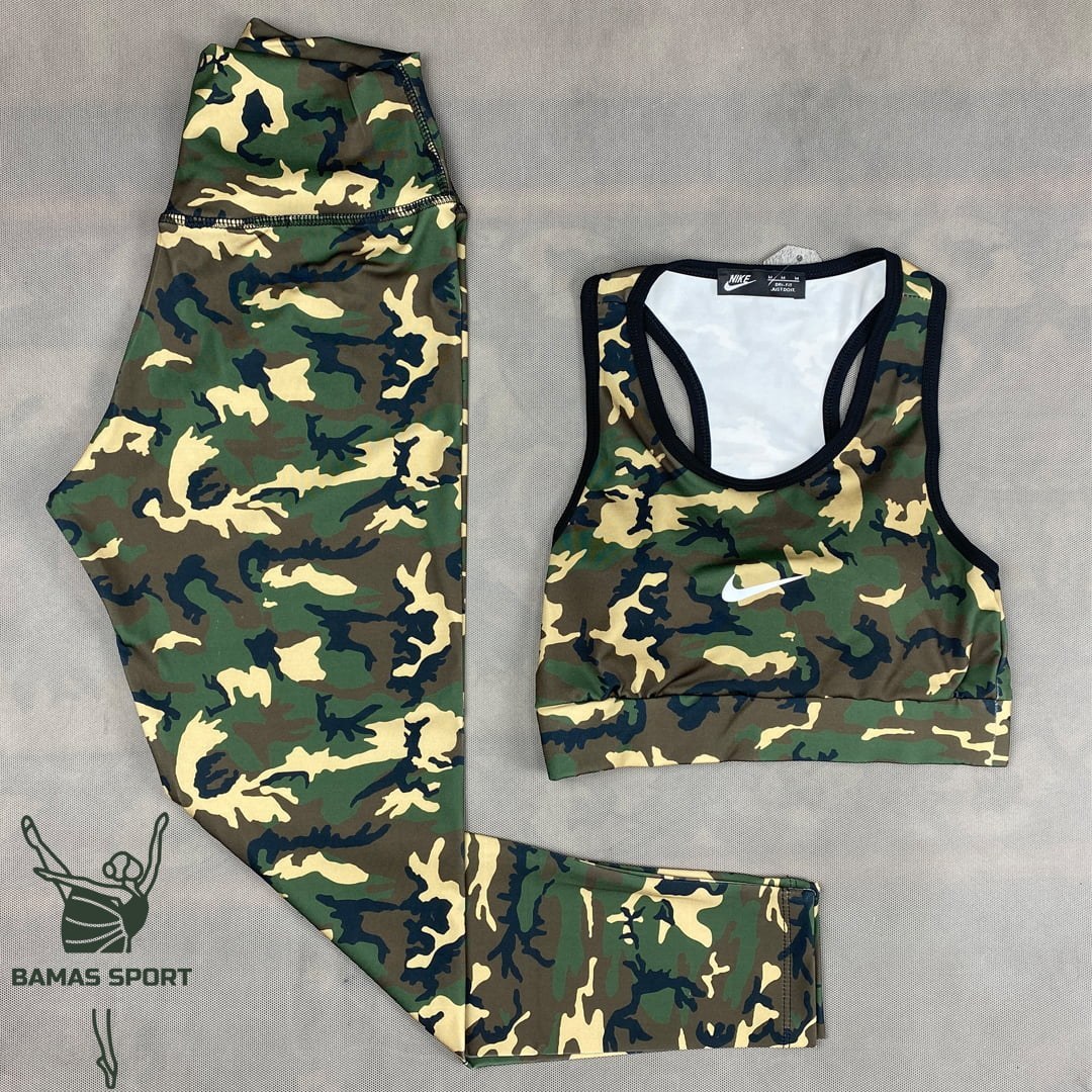 ست ورزشی زنانه نیم تنه لگ طرح دار کد 3531