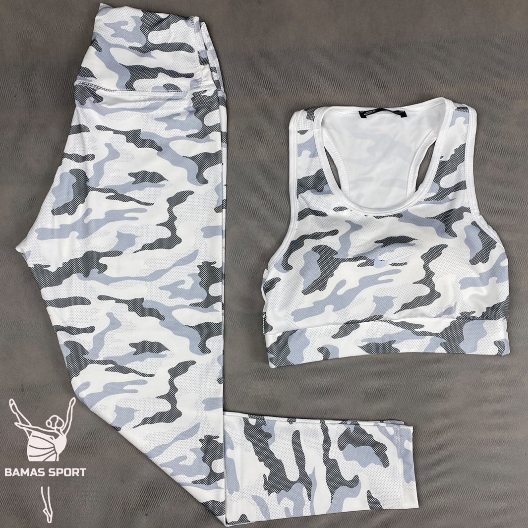 ست ورزشی زنانه نیم تنه لگ طرح دار کد 3531