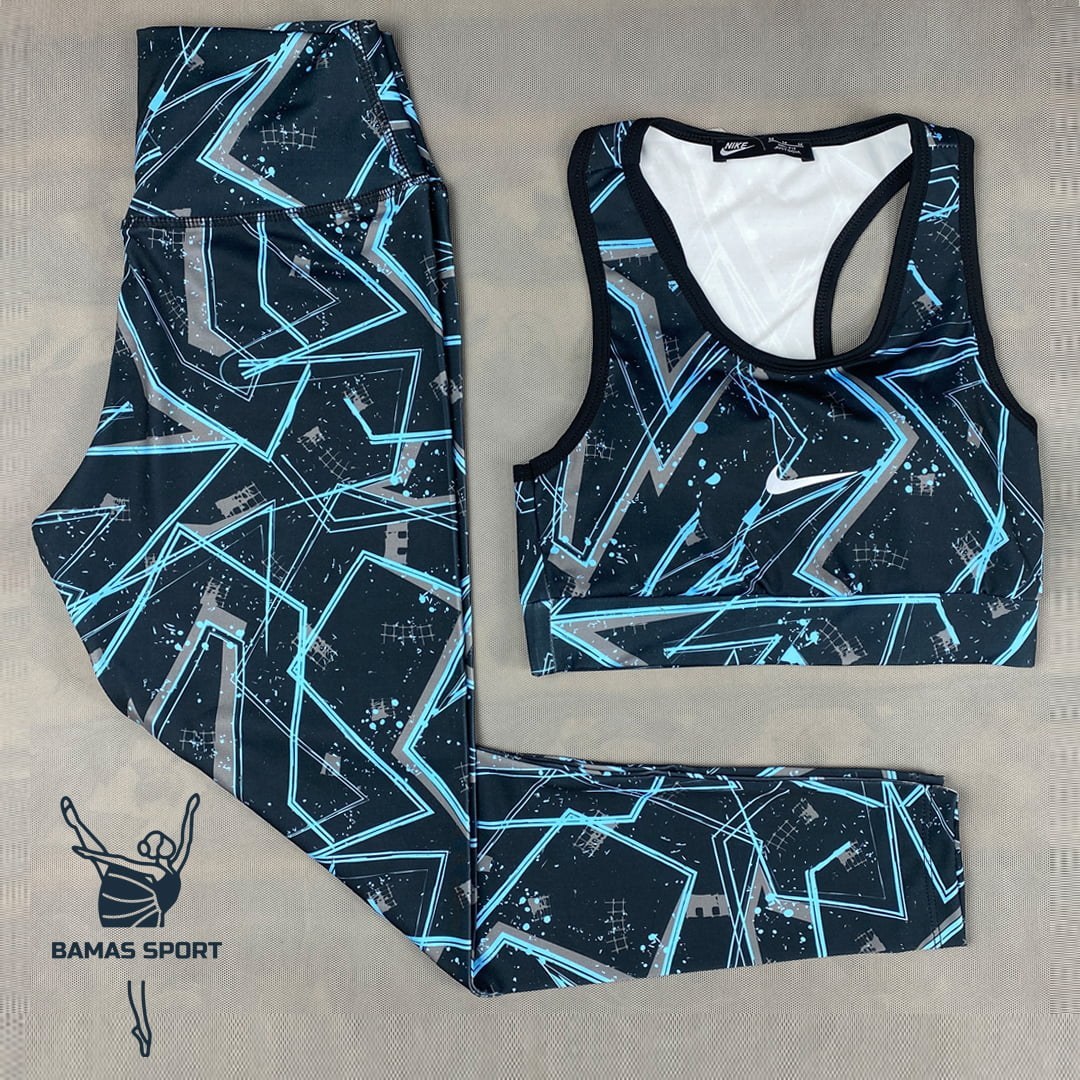 ست ورزشی زنانه نیم تنه لگ طرح دار کد 3531