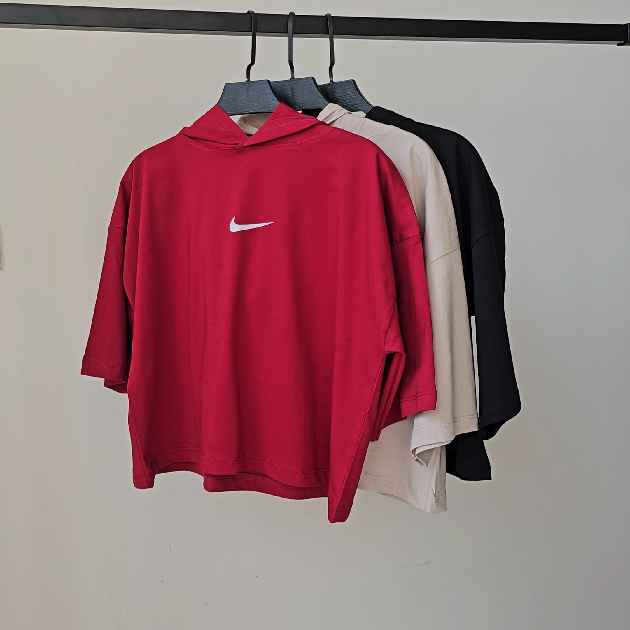 کراپ کلاه دار نایک آبی سایز XL