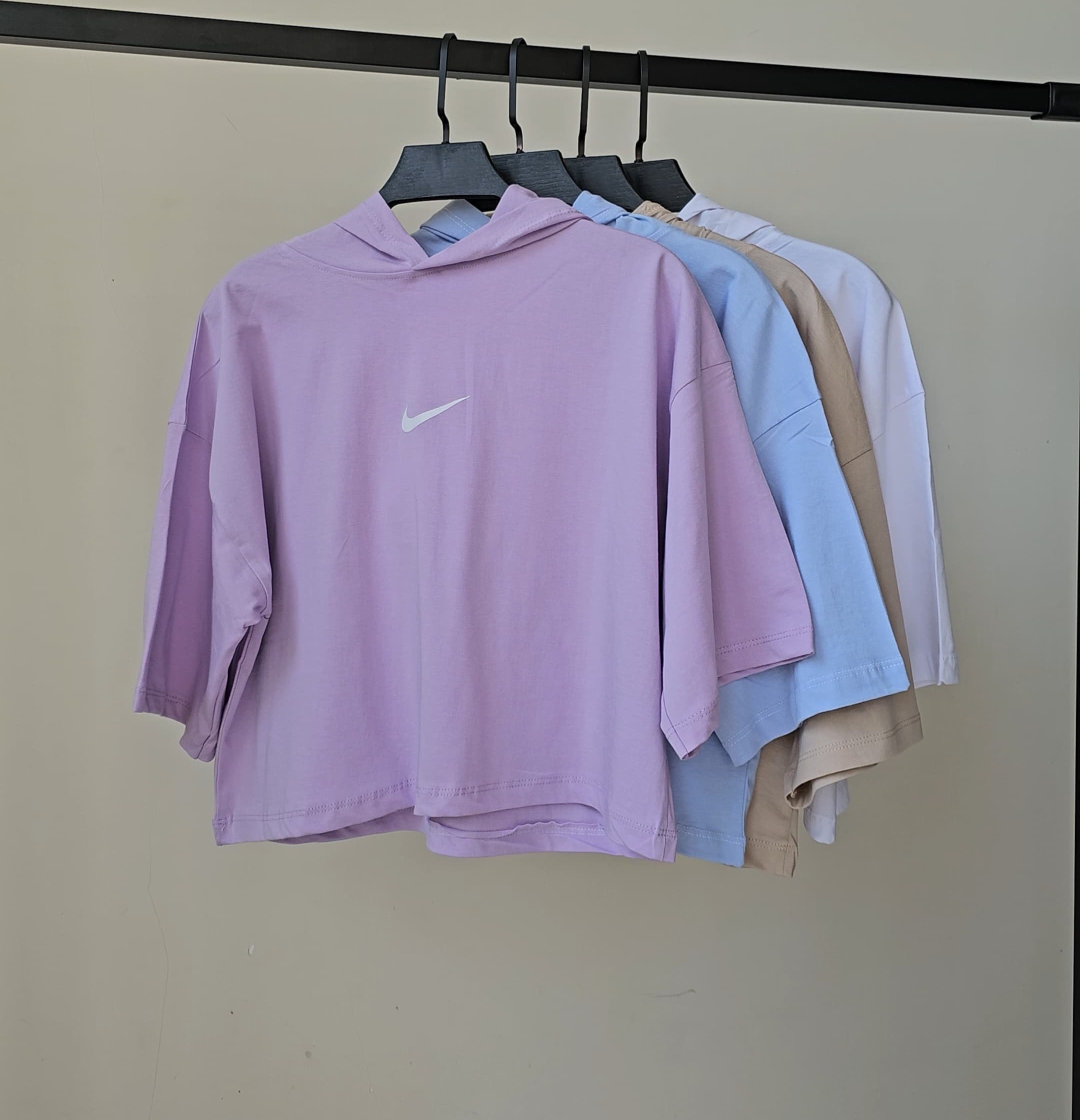 کراپ کلاه دار نایک آبی سایز XL