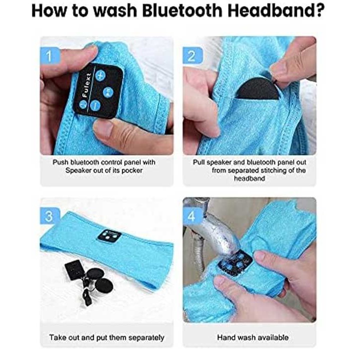 هدبند و هدفون ورزشی بلوتوثی مدل FULH01 برند Fulext آبی روشن