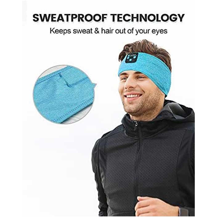 هدبند و هدفون ورزشی بلوتوثی مدل FULH01 برند Fulext آبی روشن