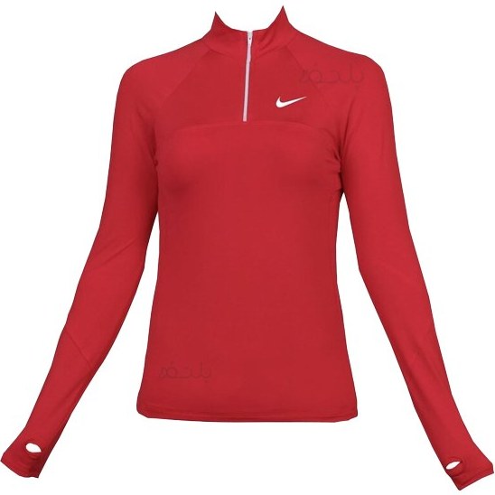 تیشرت ورزشی زنانه نایکی نیم زیپ آستین بلند فینگردار