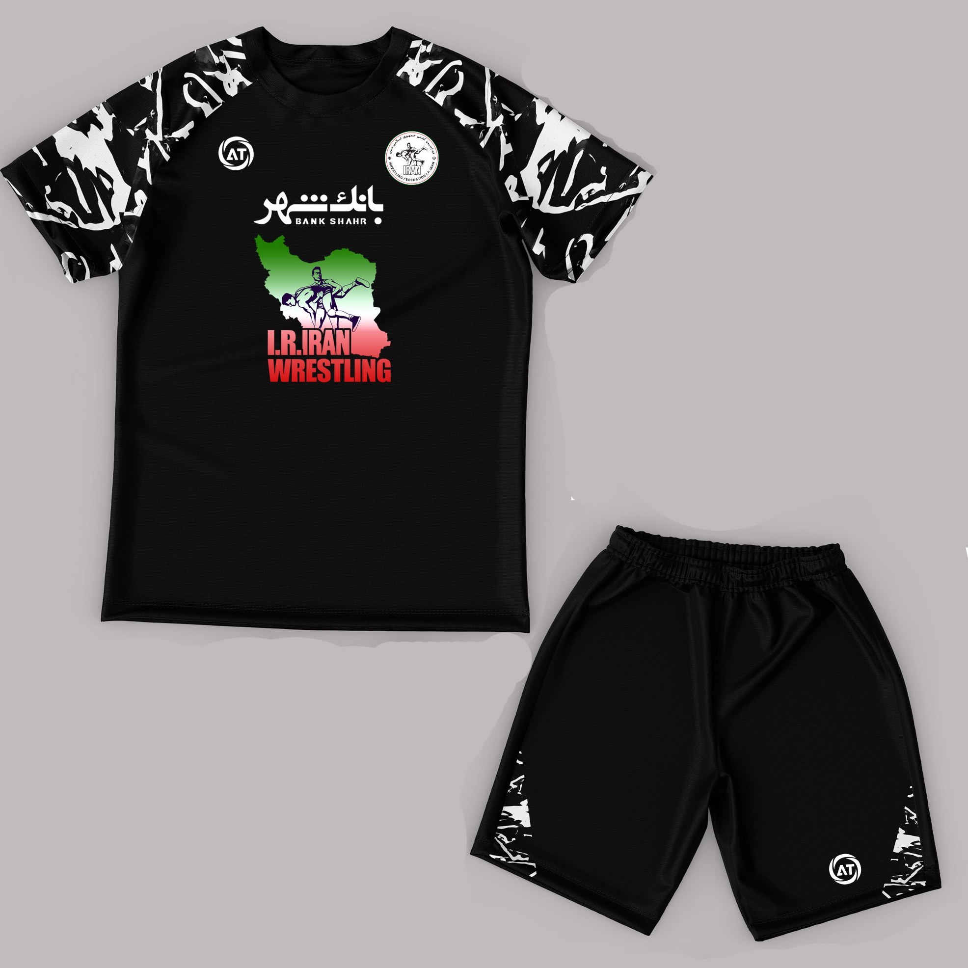 تیشرت کشتی تیم ملی ایران مدل رگلان مشکی