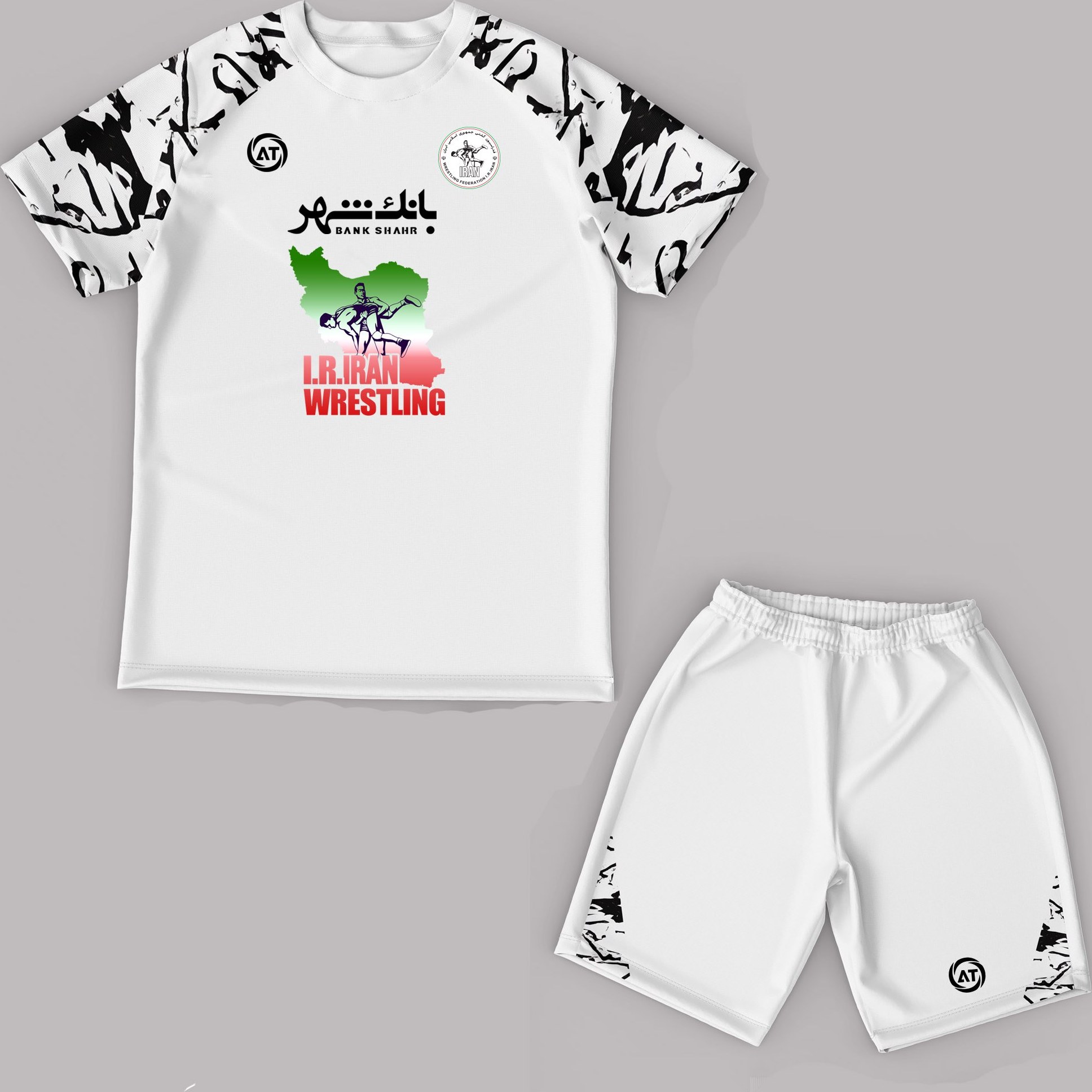 تیشرت کشتی تیم ملی ایران مدل رگلان رنگ سفید