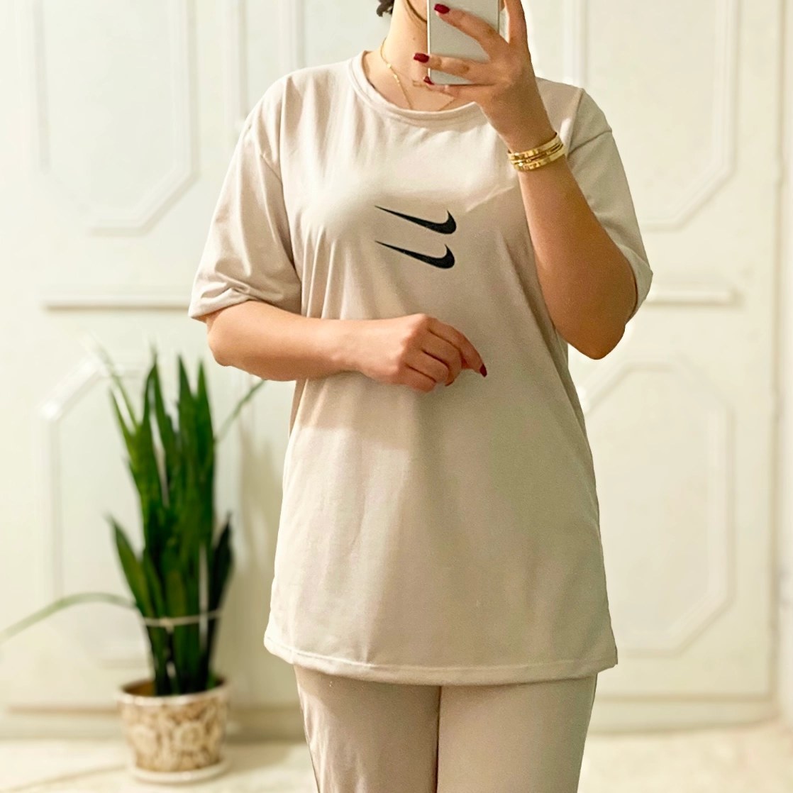 ست ورزشی زنانه نایک مدل دبل با تیشرت و شلوار
