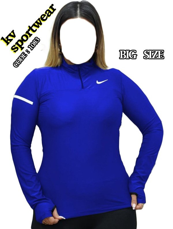 تیشرت نیم زیپ فینگردار سایز بزرگ ورزشی زنانه NIKE کد 003