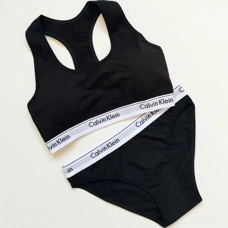 ست شورت و نیمتنه زنانه نخی، مدل شورت بکلس طرح کش کلوین کلین کد 7205